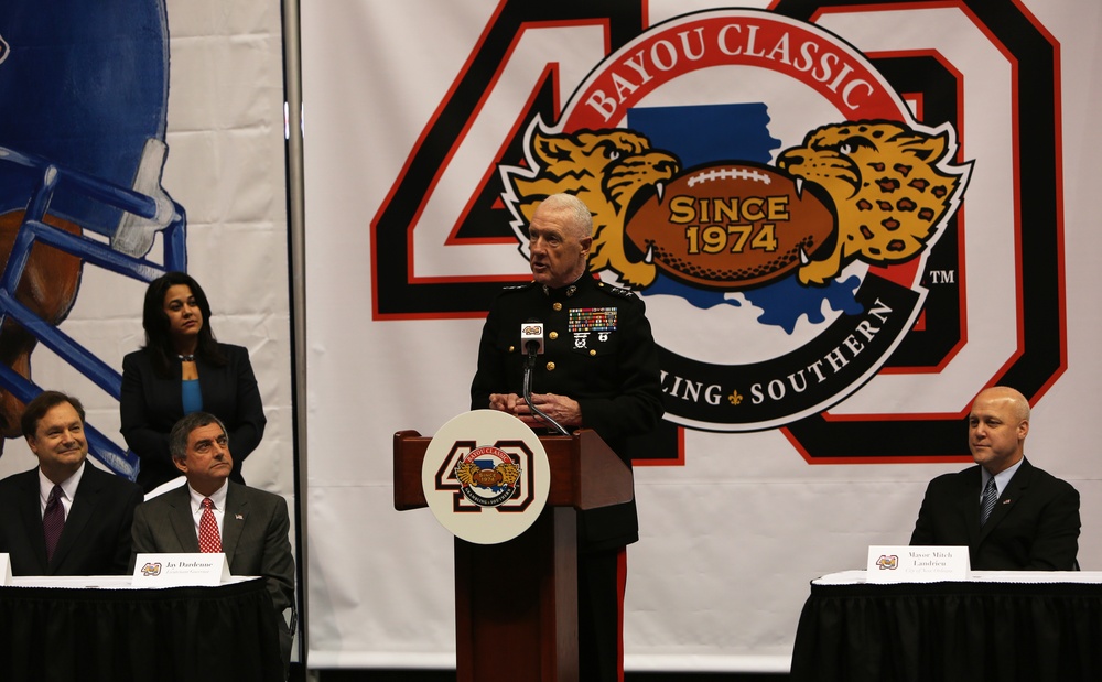 Marines attend 2013 Bayou Classic press conference