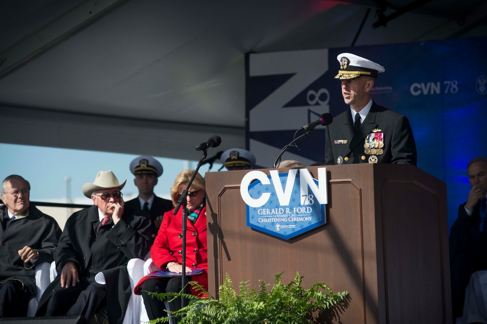 Christening ceremony for USS Gerald R. Ford