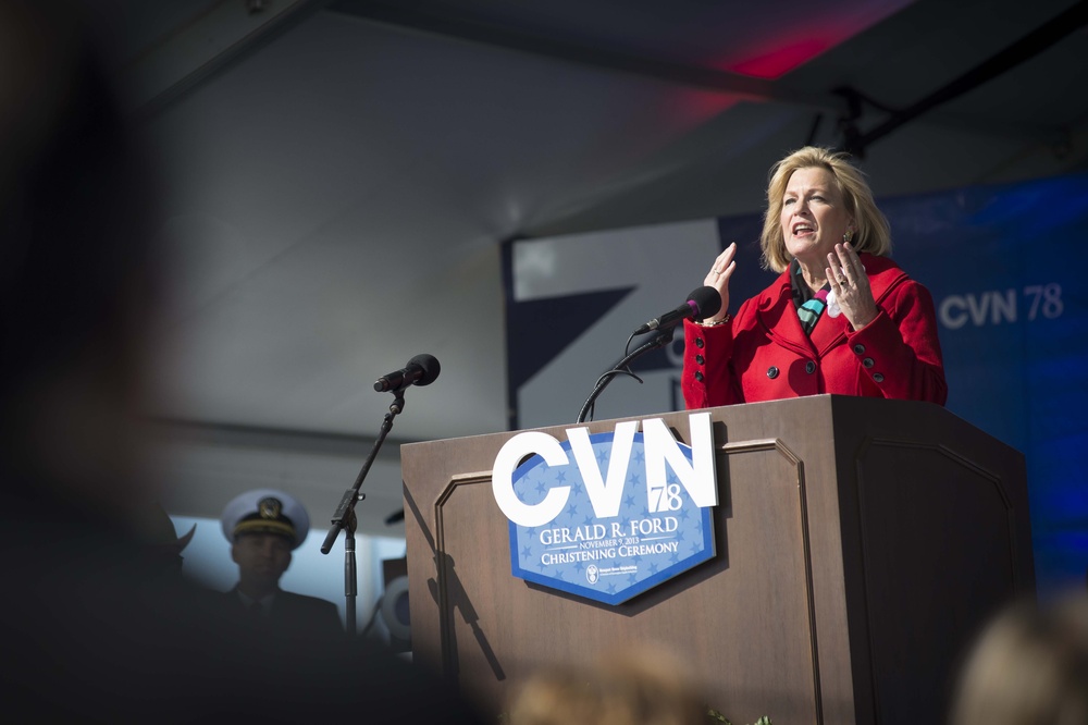 Christening ceremony for USS Gerald R. Ford