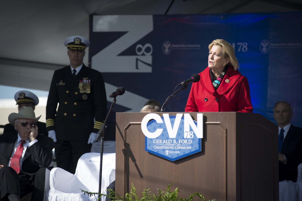 Christening ceremony for USS Gerald R. Ford