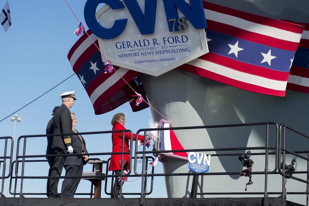 Christening ceremony for USS Gerald R. Ford