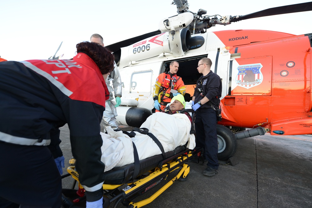 Coast Guard medevacs injured man 115 miles south of Kodiak, Alaska