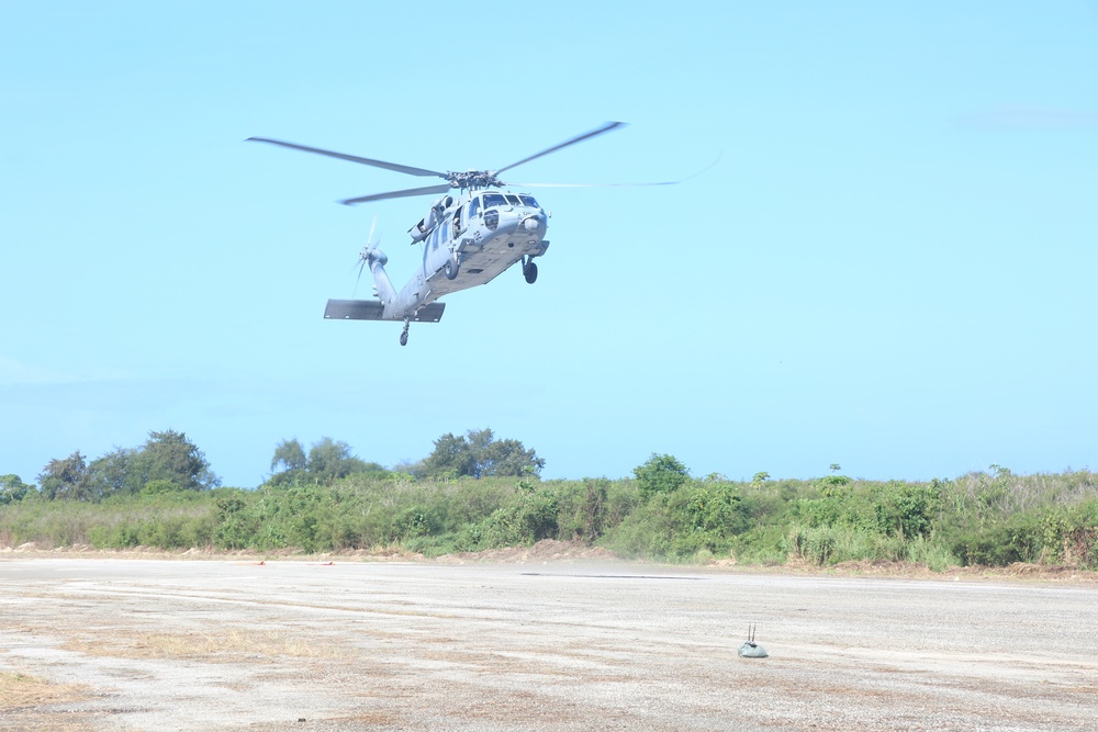 Navy Seahawk lands at Tinian North Field