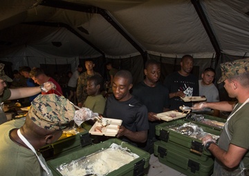 Marines enjoy Thanksgiving meal on Tinian