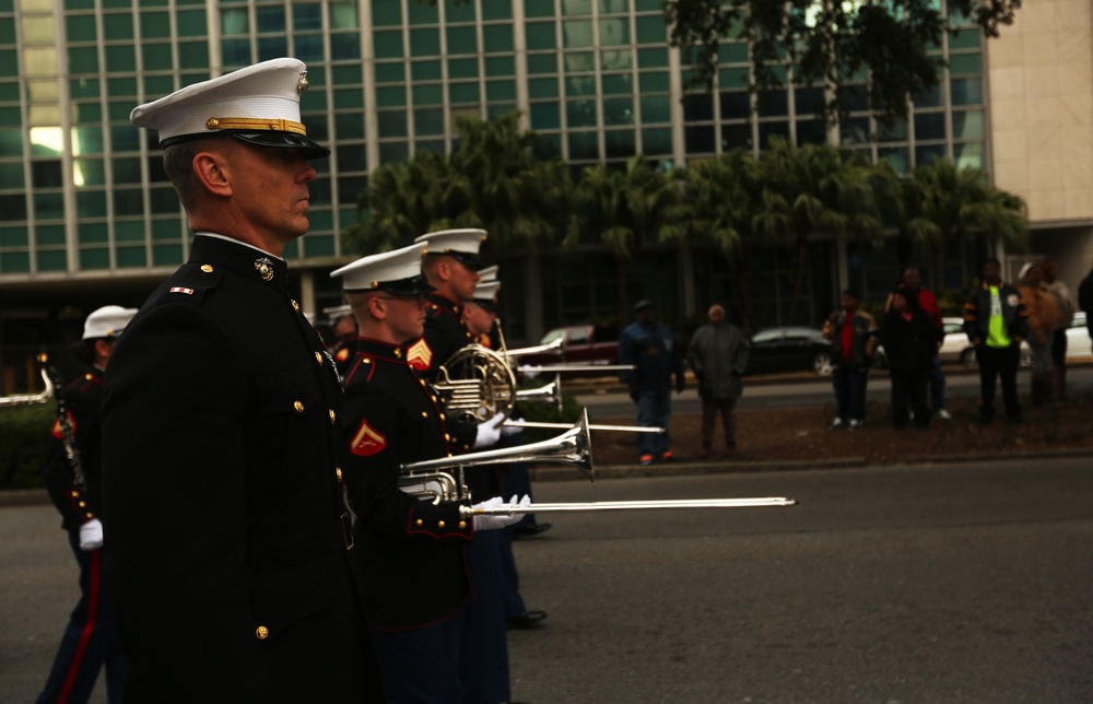 Marines participate in Bayou Classic Parade