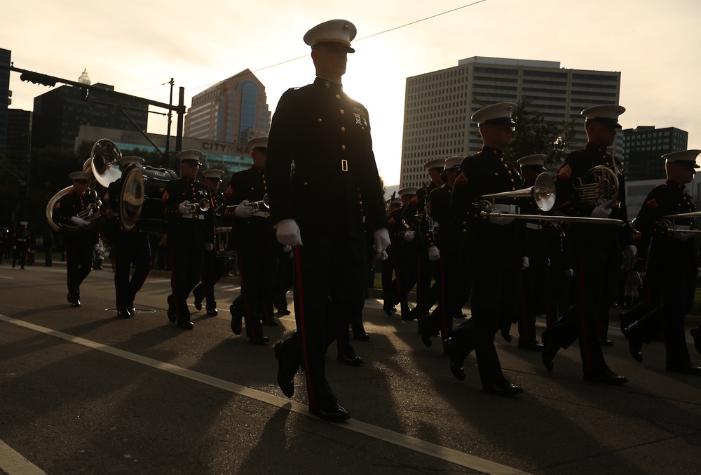 Marines participate in Bayou Classic Parade