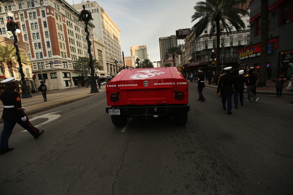 Marines participate in Bayou Classic Parade