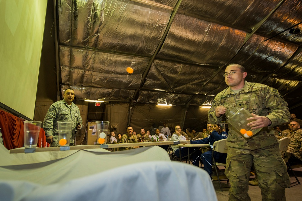Soldiers, airmen compete in 'Minute to Win It' game