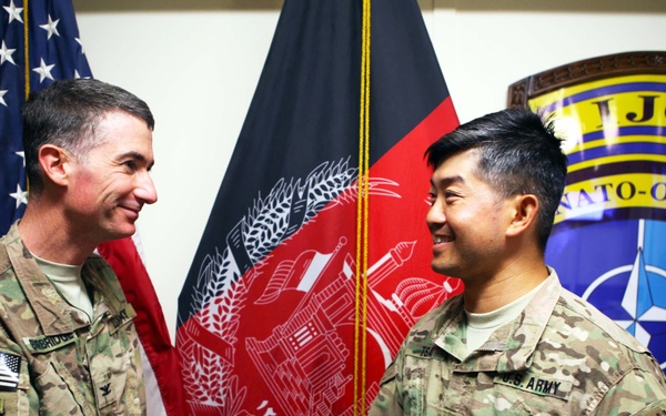 Promotion ceremony for Det. 76 OIC Capt.  Yau-liong Tsai