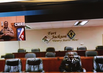 Soldier in Afghanistan connects with basic trainee son via live feed