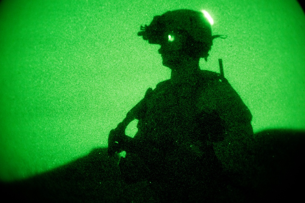 U.S. Marines conduct night raid operations training