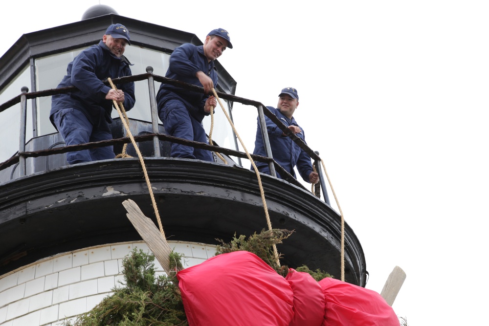 USCG Station Brant Point hangs holiday wreath