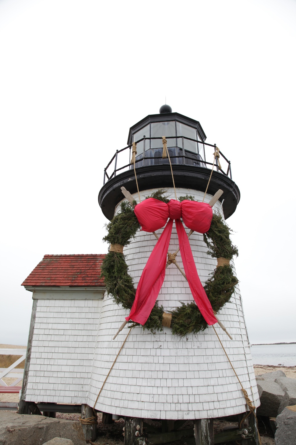 USCG Station Brant Point hangs holiday wreath