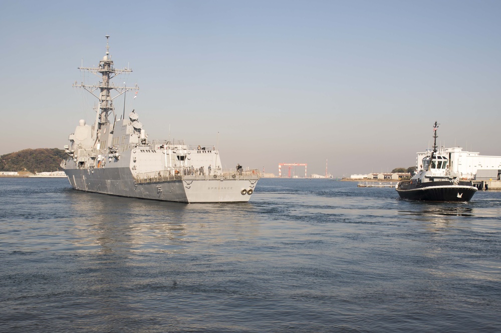 USS Spruance departs Fleet Activities Yokosuka
