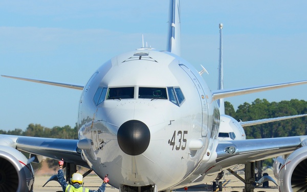Preparing to launch a P-8A Poseidon aircraft