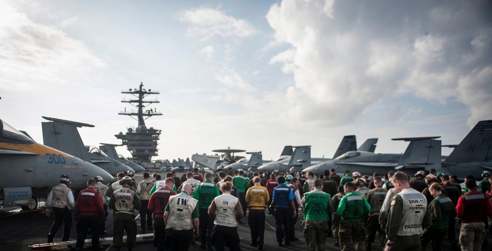 USS Nimitz flight deck activity