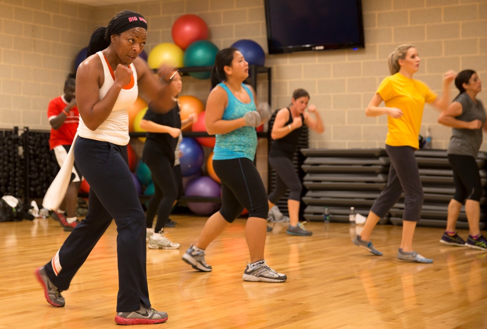 Students get intense workout at Cardio Kickboxing Class