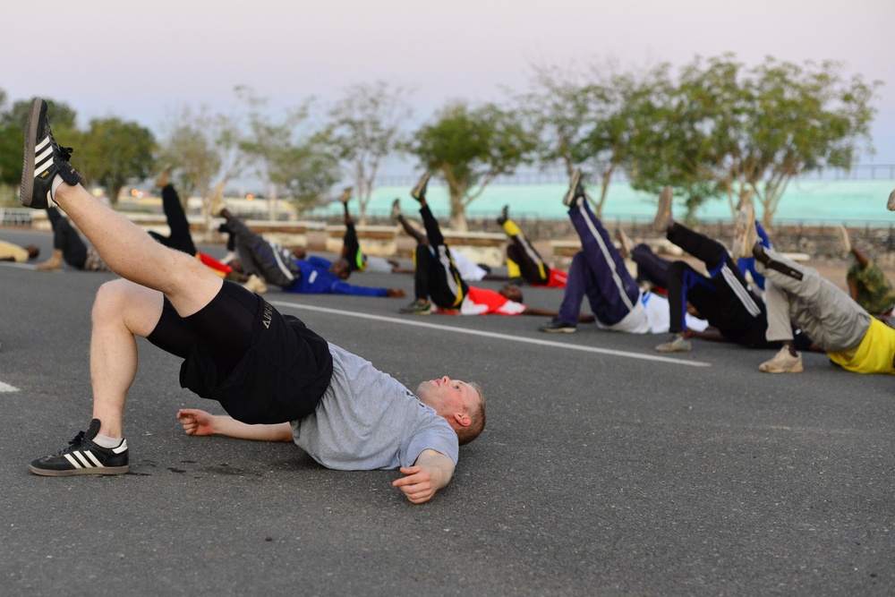 US, Djibouti forces work up a sweat during fitness session