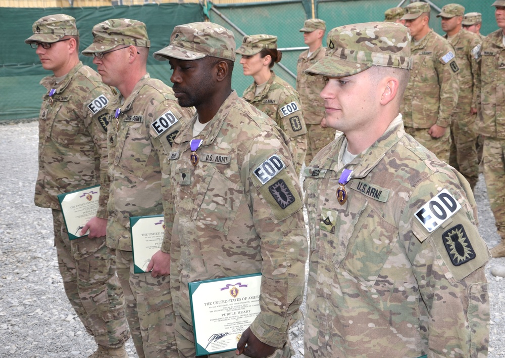 EOD soldiers receive Purple Hearts
