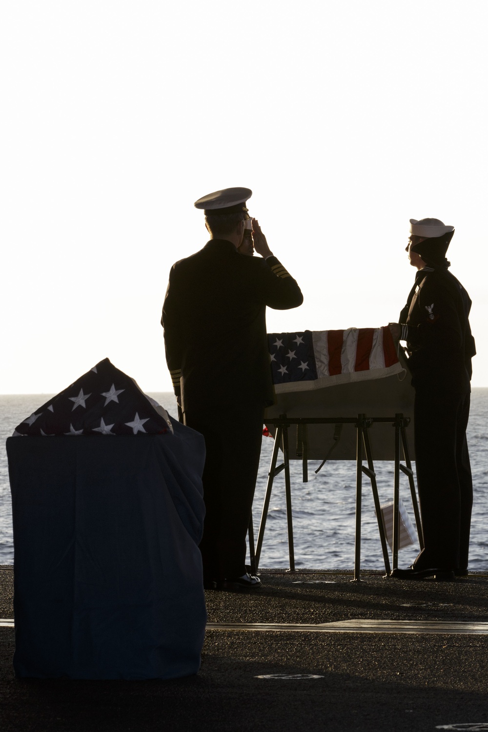 Burial at sea ceremony aboard the Bataan