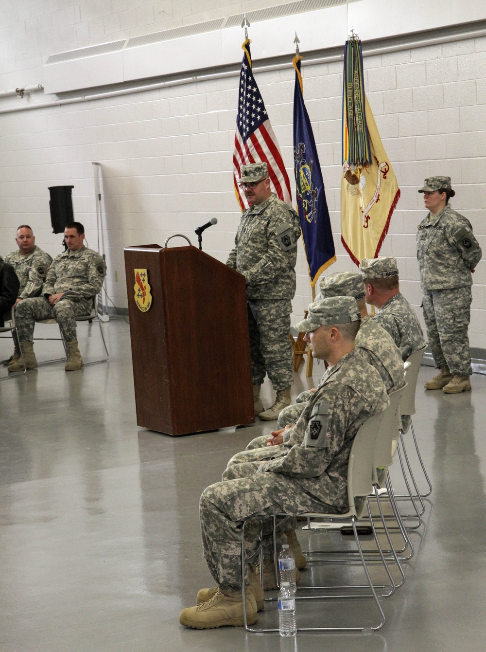 Command Sgt. Maj. Hentz addresses his soldiers during a Change Of Responsibility ceremony