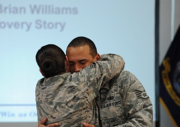 Injured airman returns to duty, celebrates promotion