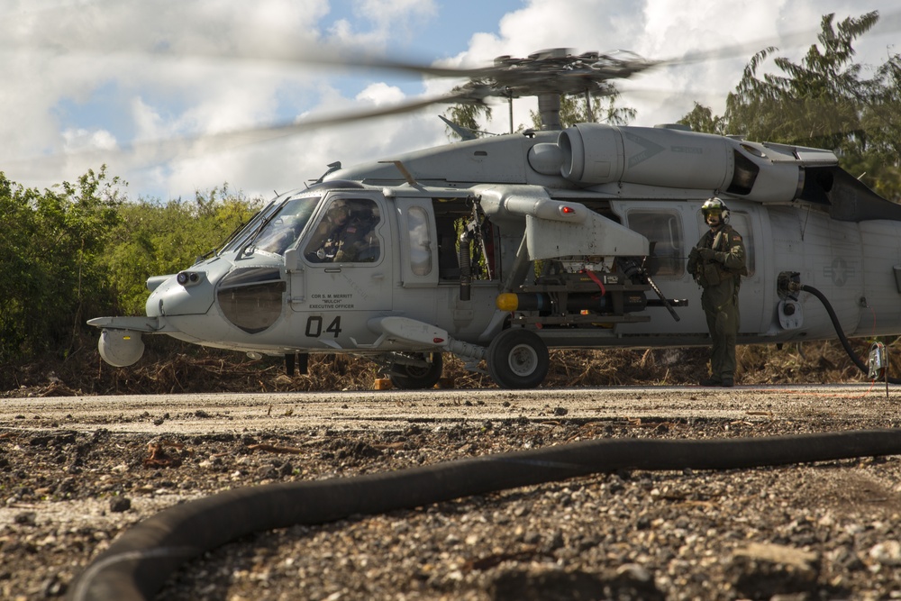 Tinian’s North Field supports MH-60S FARP training, Osprey landing during FFII