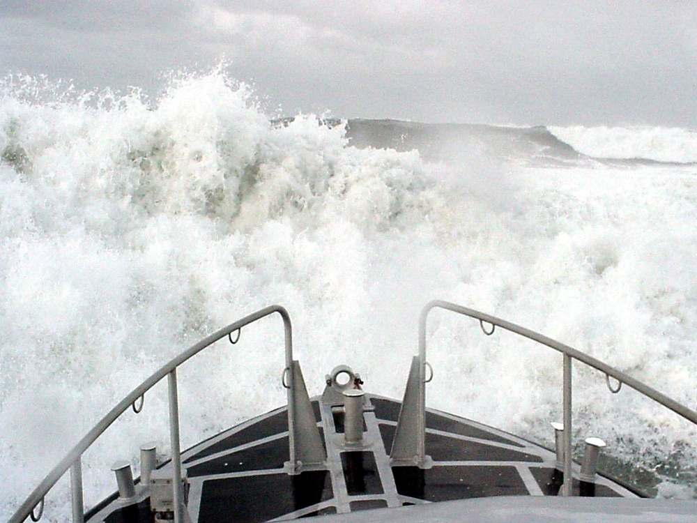 47-foot motor life boat in the surf