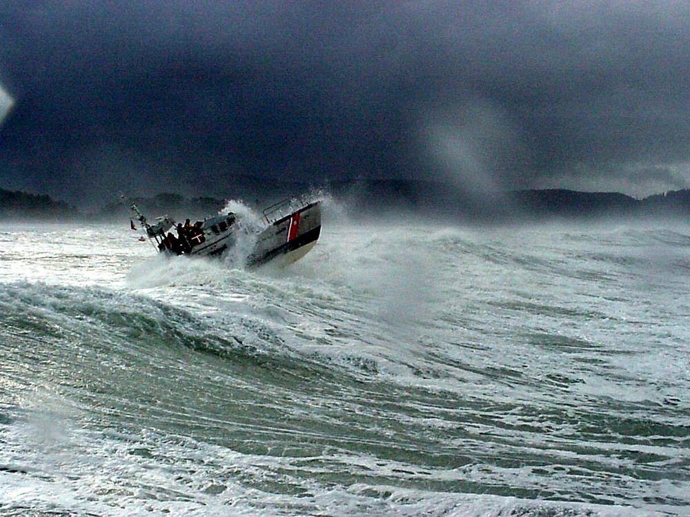 47-foot motor life boat in the surf