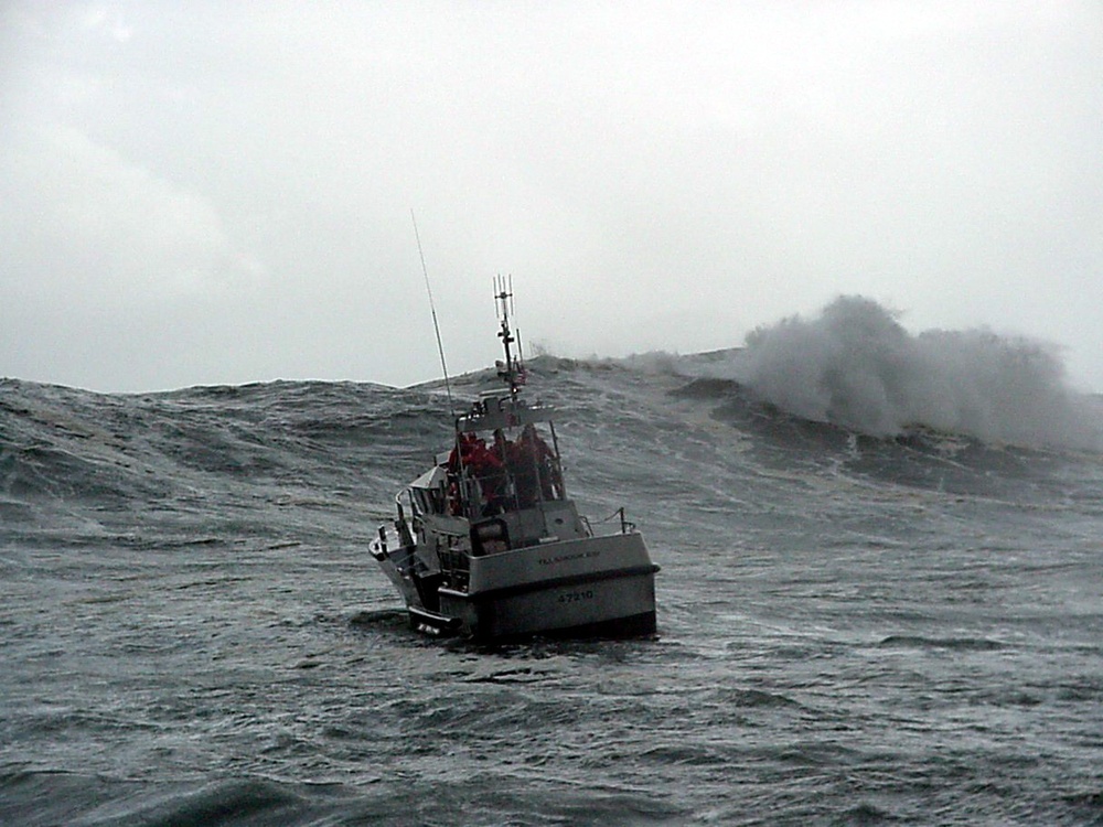 47-foot motor life boat in the surf