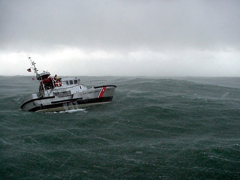 47-foot motor life boat in the surf