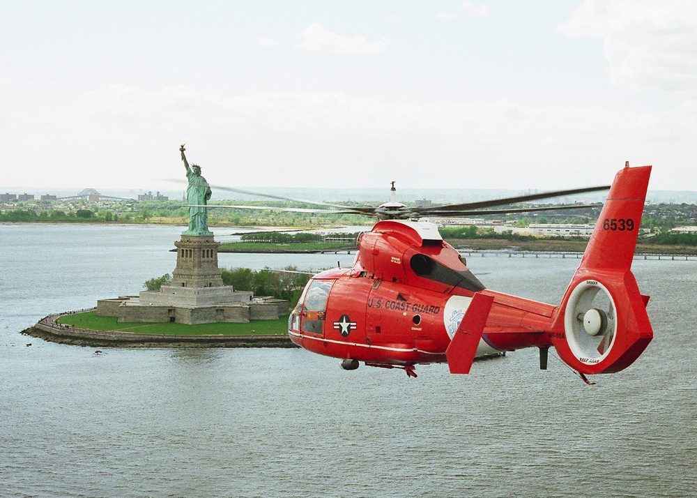 HH-65A OVER NEW YORK SKYLINE