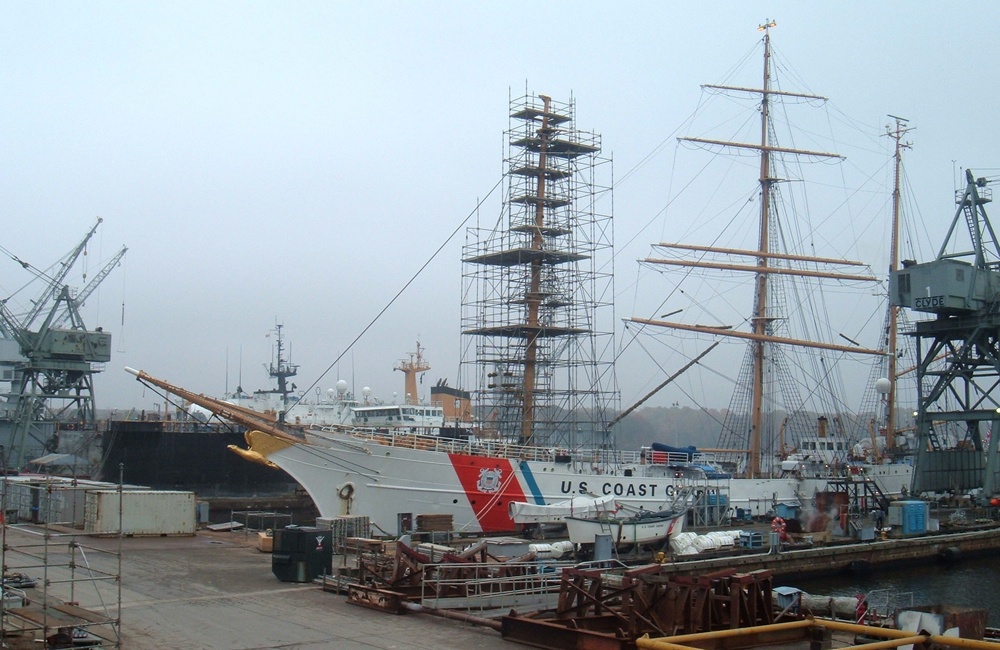 COAST GUARD CUTTER EAGLE IN DRYDOCK