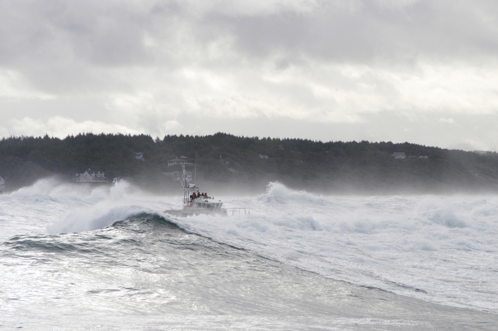 30-foot lifeboat in Depoe Bay, Ore.