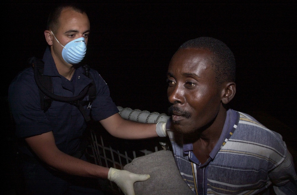 Guardsman helps Haitian man