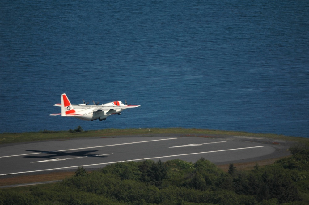 C-130 crew practices takeoffs and landings