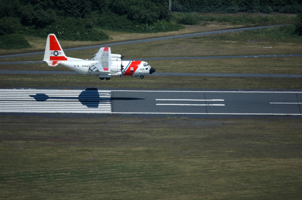 C-130 crew practices takeoffs and landings