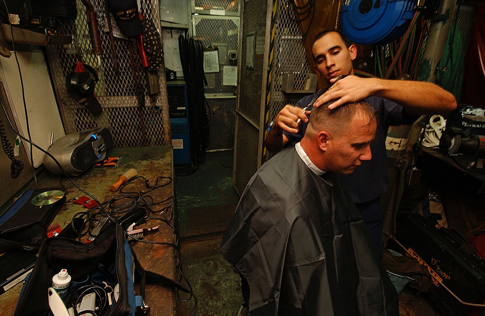 Make-shift barber shop