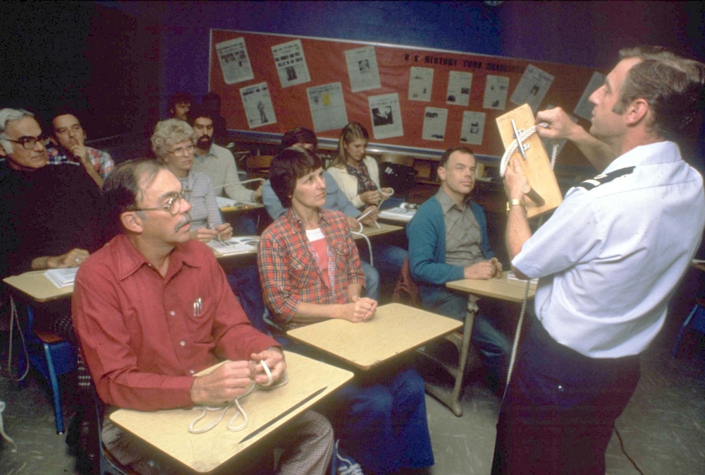 Coast Guard Auxiliary personnel teach a class