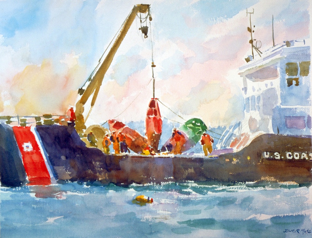 US Coast Guard Art Program 2000 Collection, Ob ID # 200003, &quot;Working on the Abbie Burgess,&quot; Mary Duer Brown (3 of 65)