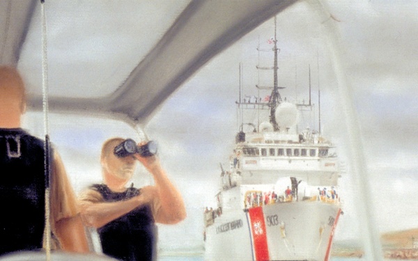 US Coast Guard Art Program 2003 Collection, Ob ID # 200301, &quot;Escorting the Harriet Lane,&quot; Karen Loew (1 of 36)