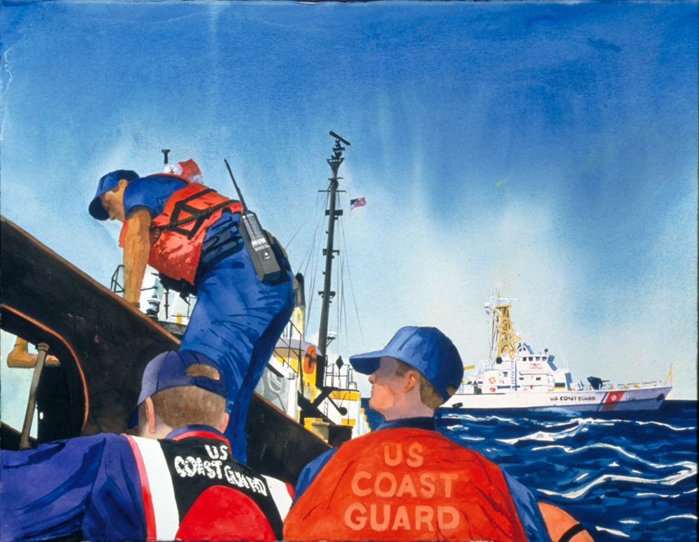 US Coast Guard Art Program 2002 Collection, Ob ID # 200222, &quot;Boarding Party,&quot; Edwin Wordell (22 of 32)