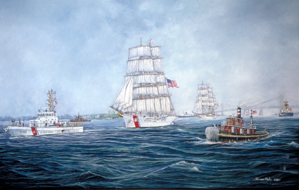 US Coast Guard Art Program 2001 Collection, Ob ID # 200128, &quot;OpSail 200,&quot; Terrence Maley (28 of 61)