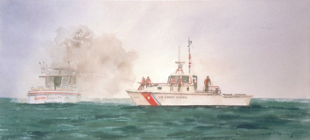 US Coast Guard Art Program 2001 Collection, Ob ID # 200135, &quot;Daunty Fire,&quot; Ward Mann (35 of 61)