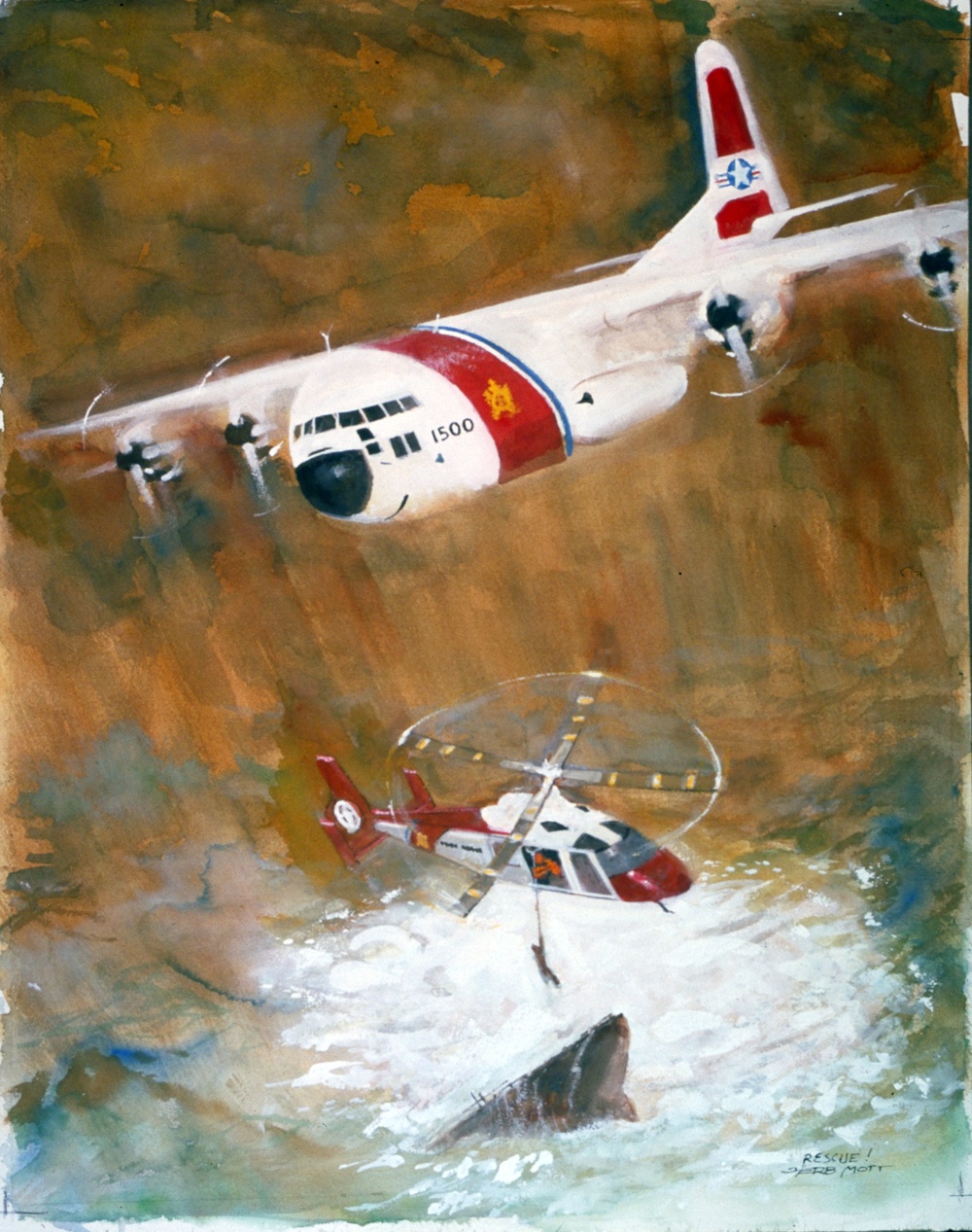 US Coast Guard Art Program 2001 Collection, Ob ID # 200156, &quot;Rescue,&quot; Herb Mott (56 of 61)