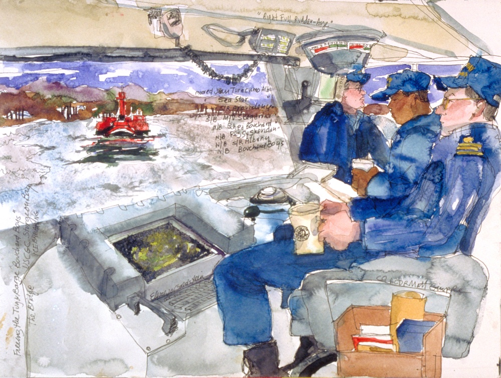 US Coast Guard Art Program 2001 Collection, Ob ID # 200158, &quot;The Bridge, USCGC STURGEON BAY,&quot; Elisse Goldstein (58 of 61)