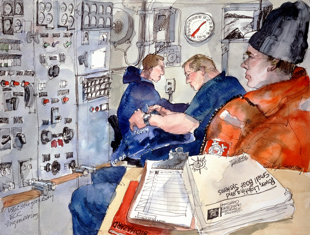 US Coast Guard Art Program 2001 Collection, Ob ID # 200160, &quot;Engineering on a cutter,&quot;   Elisse Goldstein (60 of 61)
