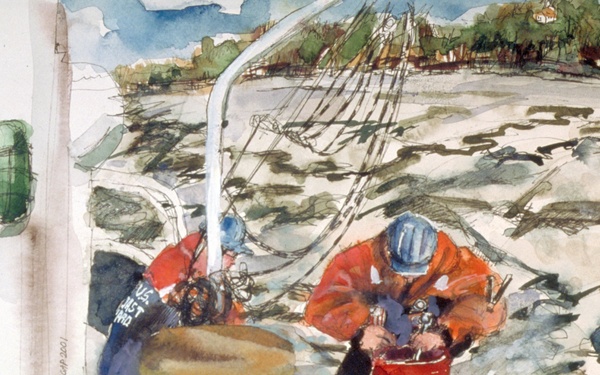 US Coast Guard Art Program 2001 Collection, Ob ID # 200161, "Repairing Aids to Navigation," Elisse Goldstein (61 of 61)