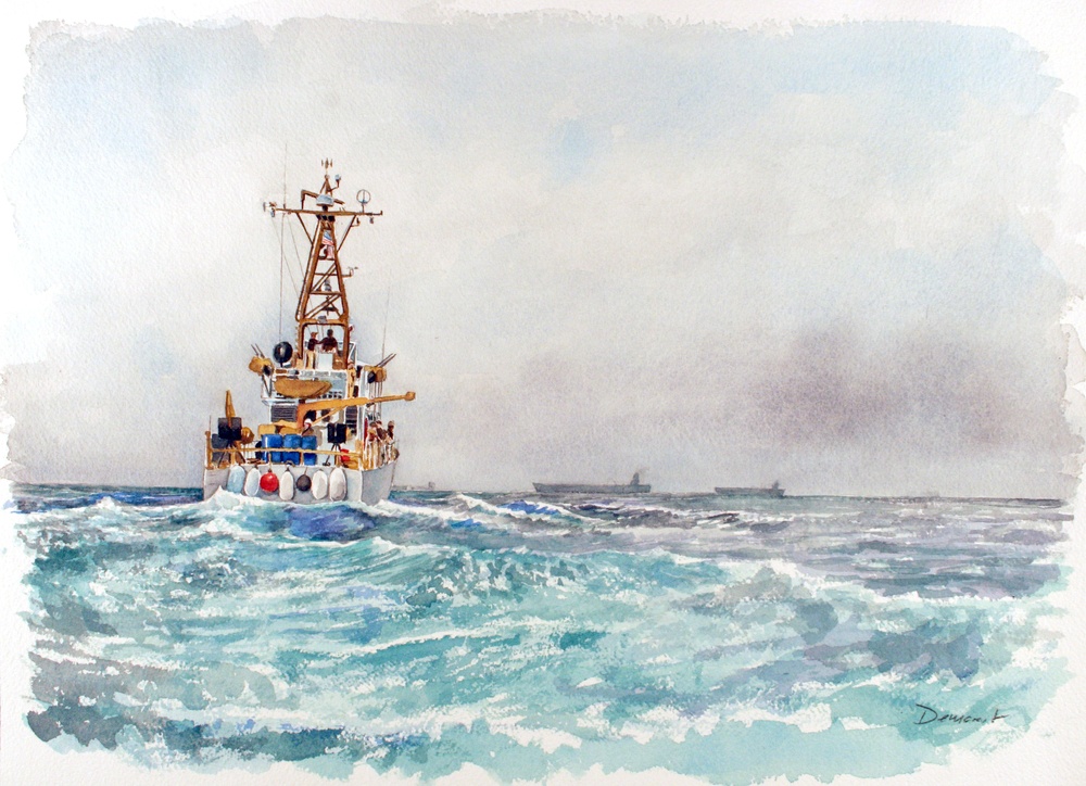 US Coast Guard Art Program 2007 Collection, Ob ID # 200701, &quot;Coast Guard Cutter Adak Bound for Al Basra Oil Terminal,&quot; Chris Demarest (1 of 9)