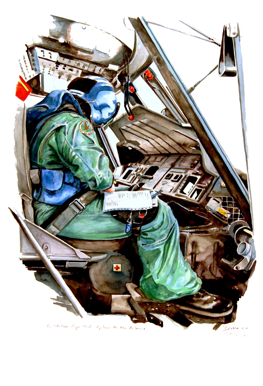 US Coast Guard Art Program 2006 Collection, Ob ID # 200605, &quot;Cape Cod Jayhawk about to embark on Katrina rescue,&quot; Chris Demarest (5 of 20)